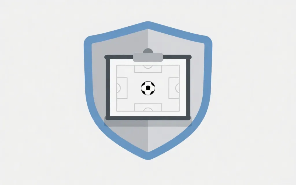 手机安全盾牌与足球战术板的简洁插画